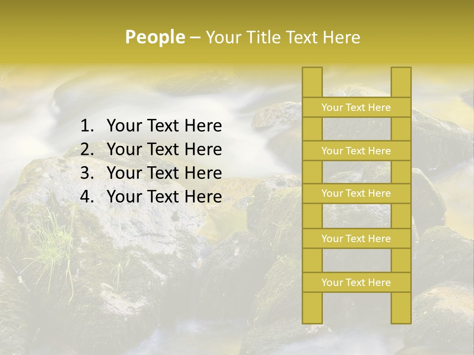 A Stream Of Water Surrounded By Rocks And Grass PowerPoint Template