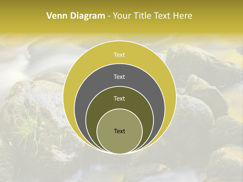 A Stream Of Water Surrounded By Rocks And Grass PowerPoint Template