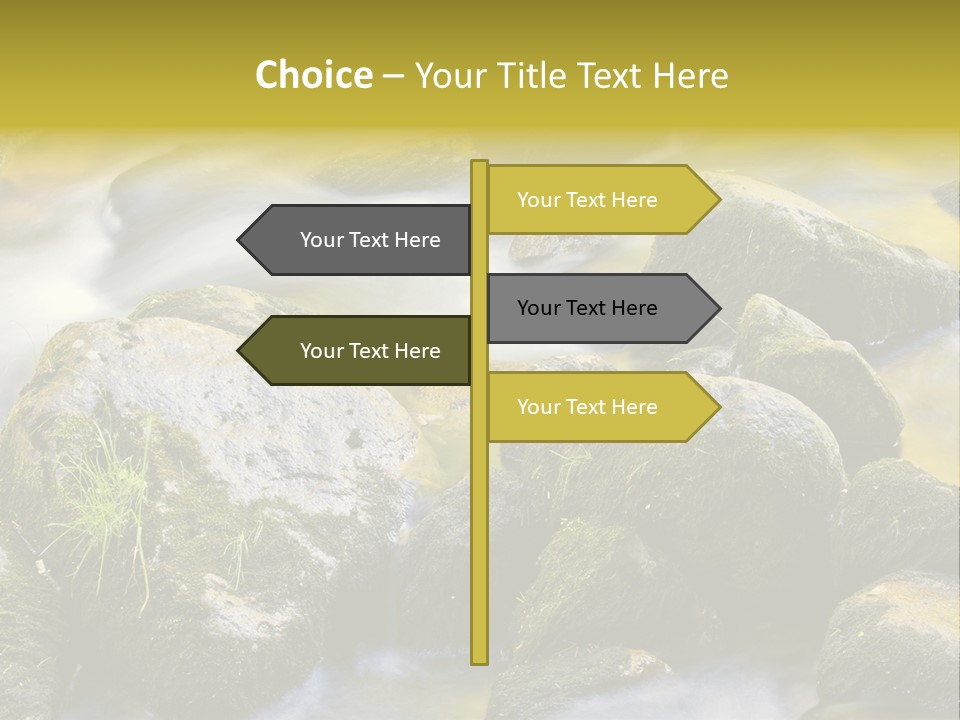 A Stream Of Water Surrounded By Rocks And Grass PowerPoint Template