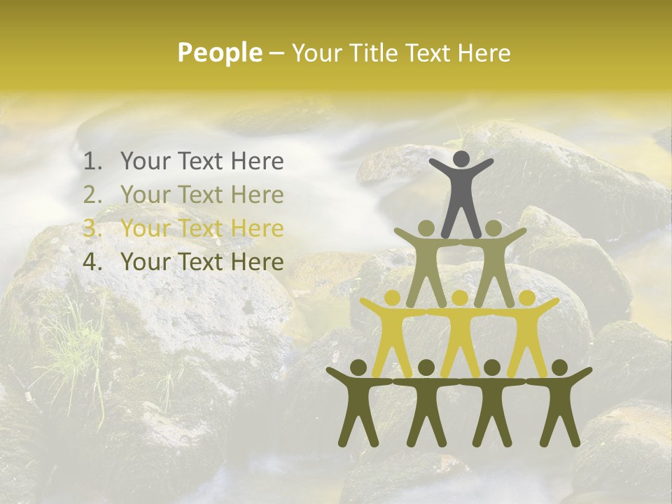 A Stream Of Water Surrounded By Rocks And Grass PowerPoint Template