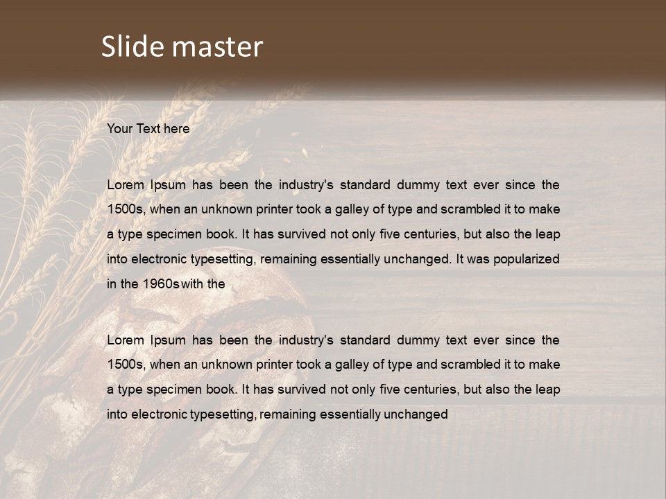 A Loaf Of Bread And Some Wheat On A Wooden Table PowerPoint Template