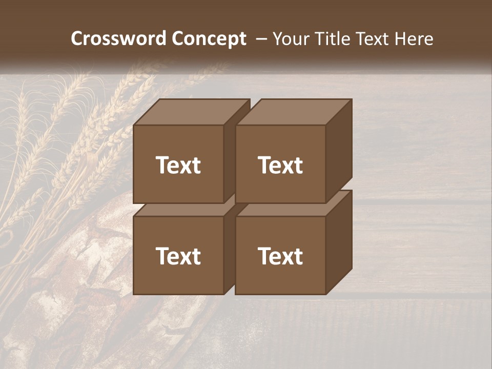 A Loaf Of Bread And Some Wheat On A Wooden Table PowerPoint Template