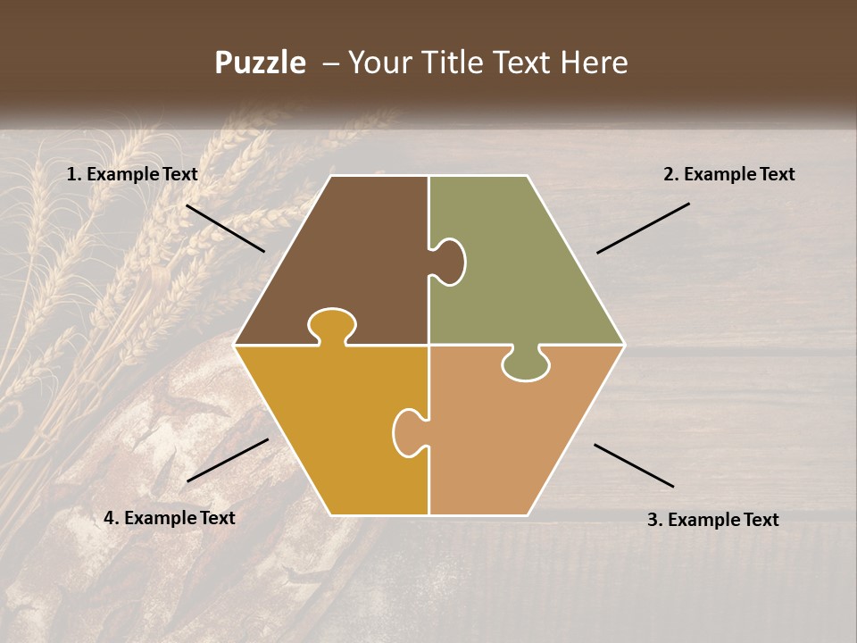 A Loaf Of Bread And Some Wheat On A Wooden Table PowerPoint Template