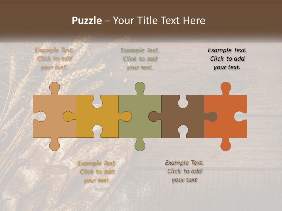 A Loaf Of Bread And Some Wheat On A Wooden Table PowerPoint Template