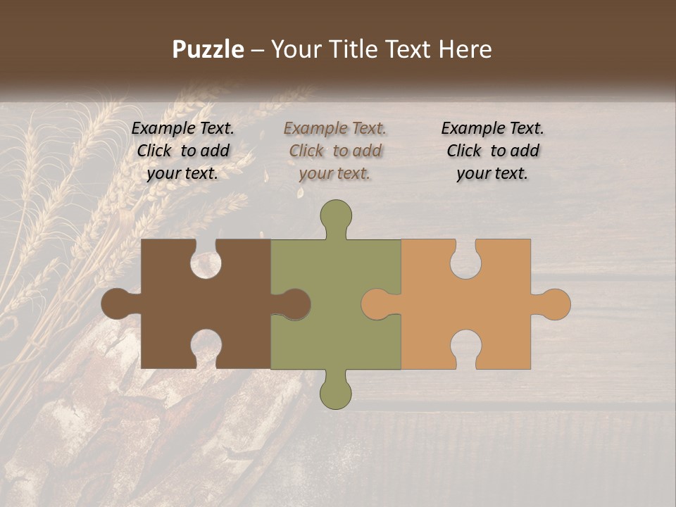 A Loaf Of Bread And Some Wheat On A Wooden Table PowerPoint Template