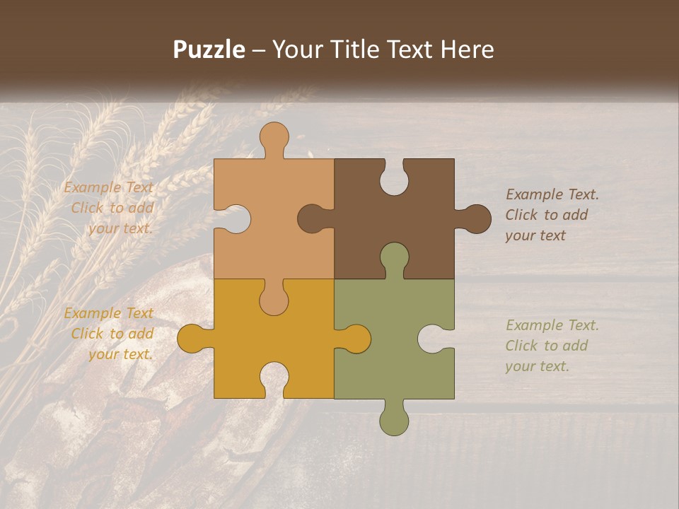 A Loaf Of Bread And Some Wheat On A Wooden Table PowerPoint Template
