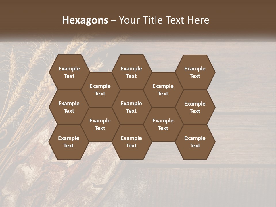 A Loaf Of Bread And Some Wheat On A Wooden Table PowerPoint Template