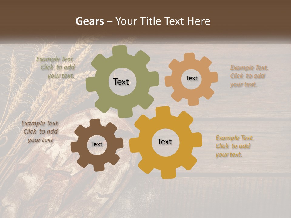 A Loaf Of Bread And Some Wheat On A Wooden Table PowerPoint Template