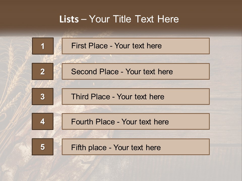 A Loaf Of Bread And Some Wheat On A Wooden Table PowerPoint Template