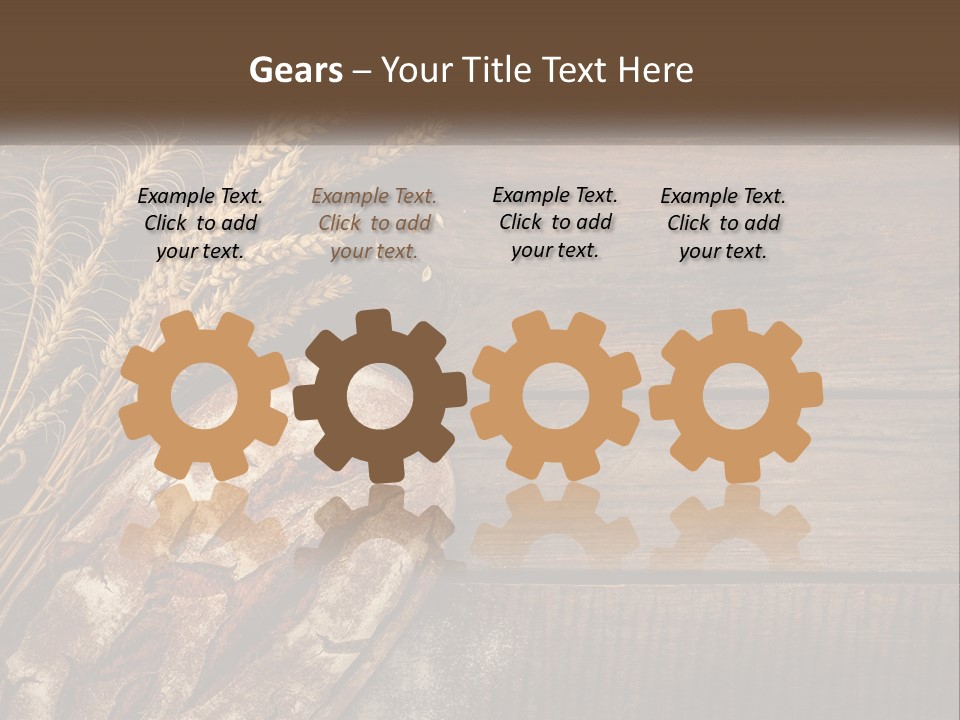 A Loaf Of Bread And Some Wheat On A Wooden Table PowerPoint Template