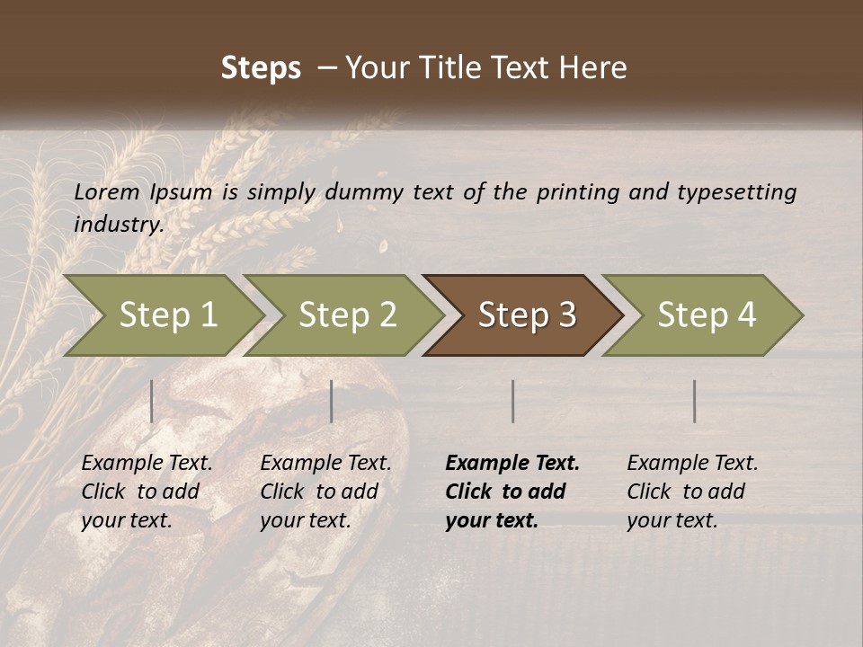 A Loaf Of Bread And Some Wheat On A Wooden Table PowerPoint Template