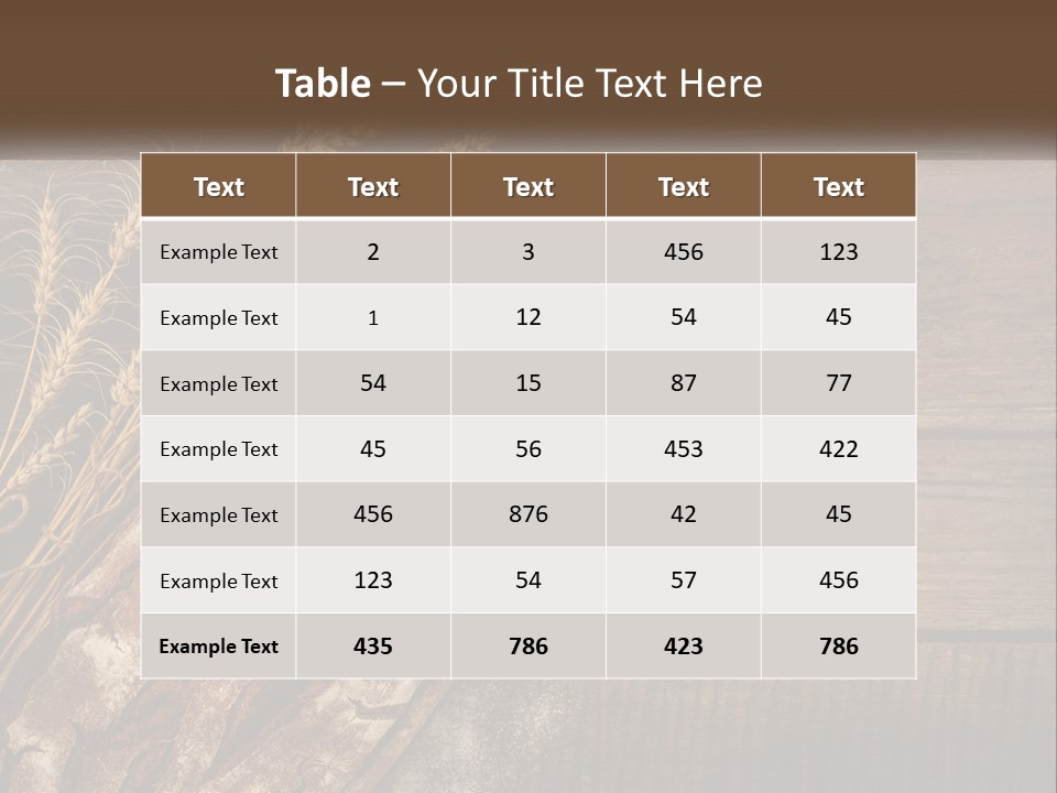 A Loaf Of Bread And Some Wheat On A Wooden Table PowerPoint Template