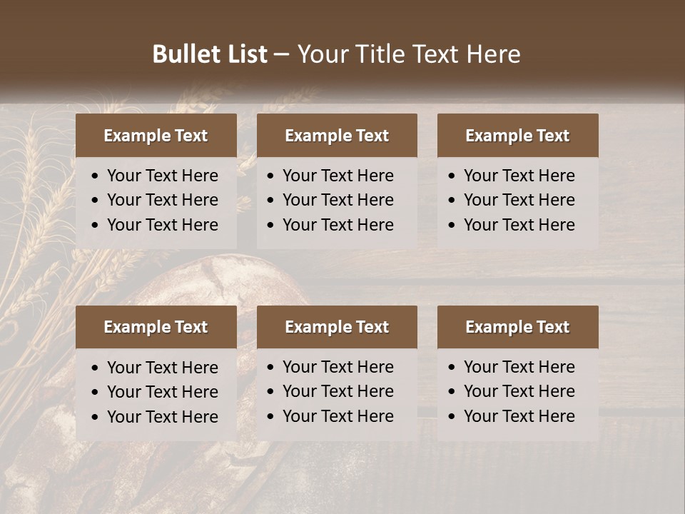 A Loaf Of Bread And Some Wheat On A Wooden Table PowerPoint Template