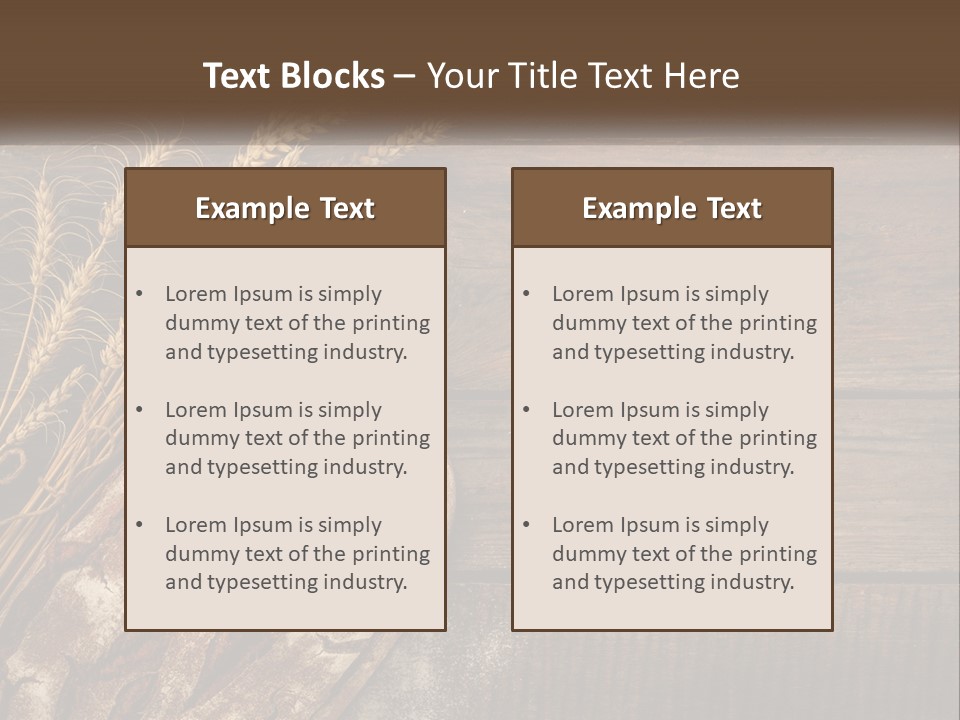 A Loaf Of Bread And Some Wheat On A Wooden Table PowerPoint Template