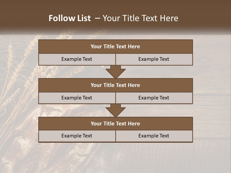A Loaf Of Bread And Some Wheat On A Wooden Table PowerPoint Template
