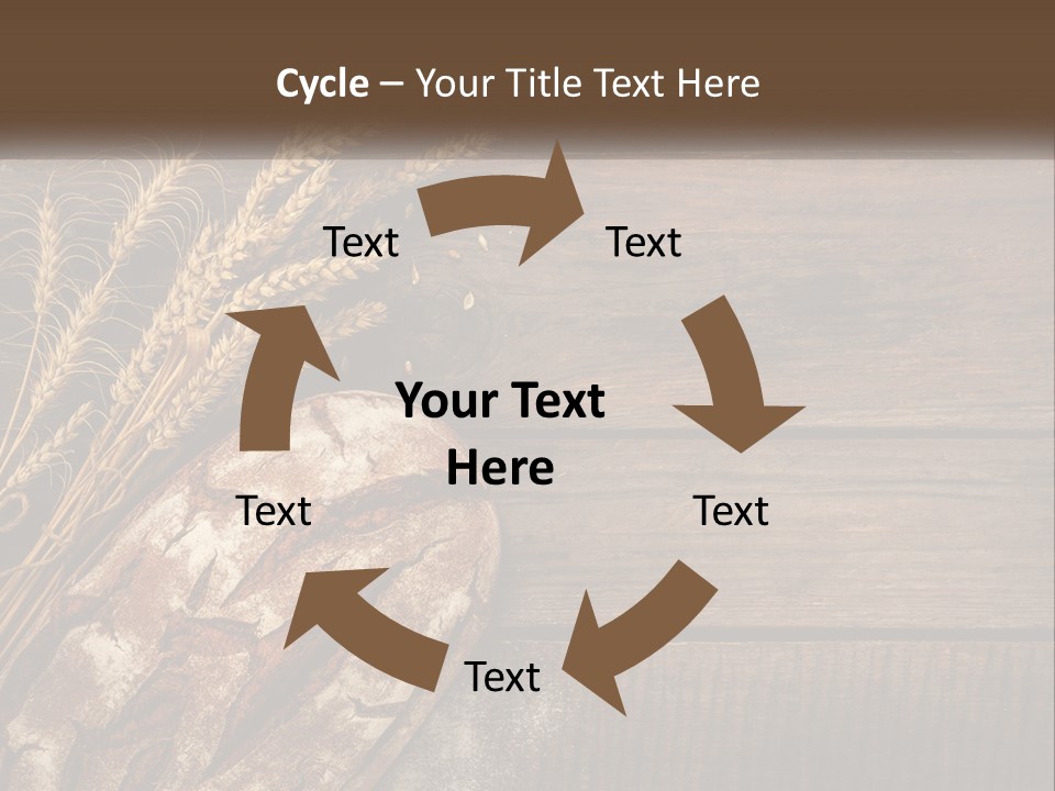 A Loaf Of Bread And Some Wheat On A Wooden Table PowerPoint Template