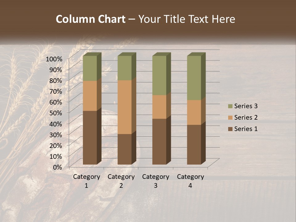 A Loaf Of Bread And Some Wheat On A Wooden Table PowerPoint Template