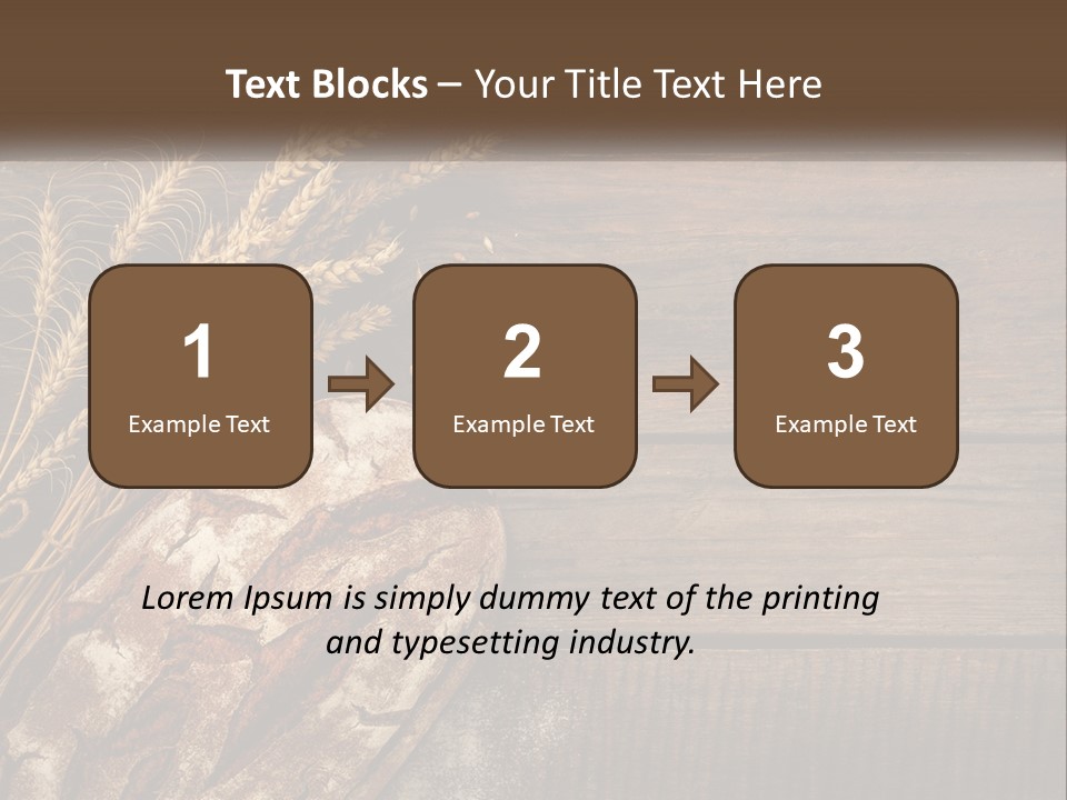 A Loaf Of Bread And Some Wheat On A Wooden Table PowerPoint Template