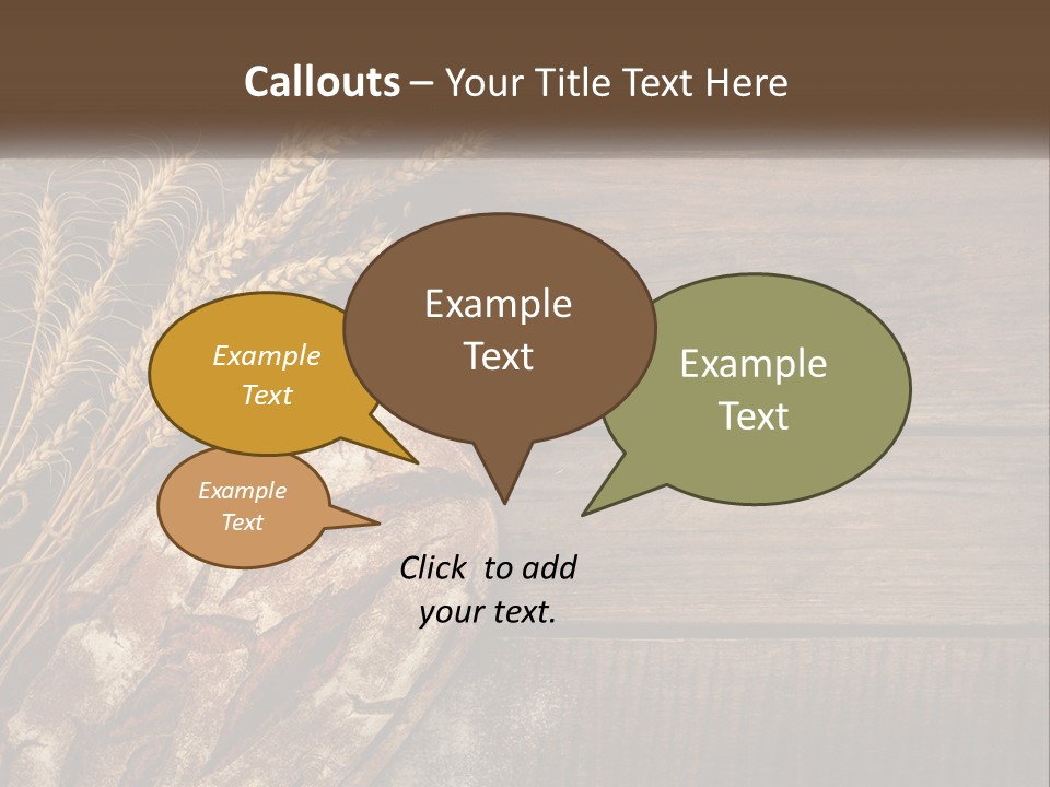 A Loaf Of Bread And Some Wheat On A Wooden Table PowerPoint Template