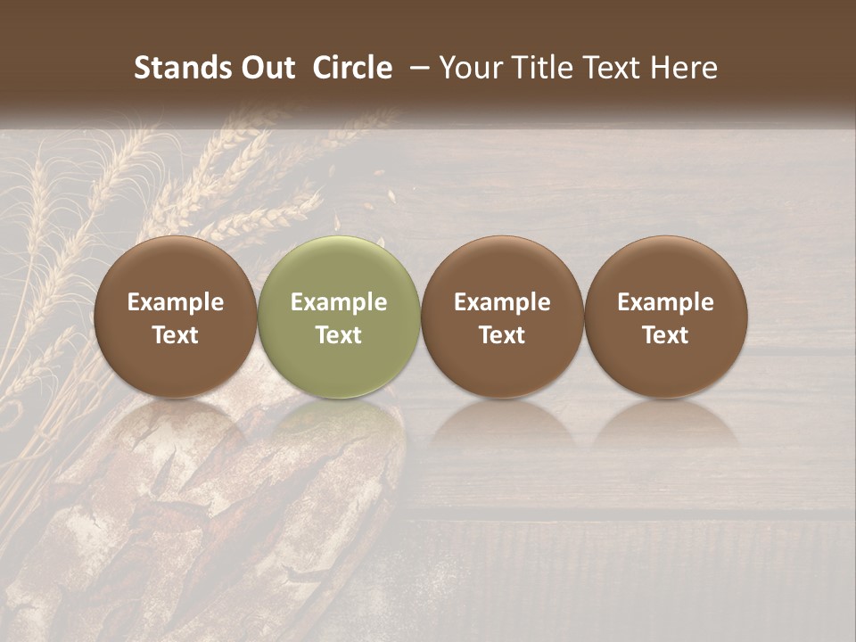 A Loaf Of Bread And Some Wheat On A Wooden Table PowerPoint Template