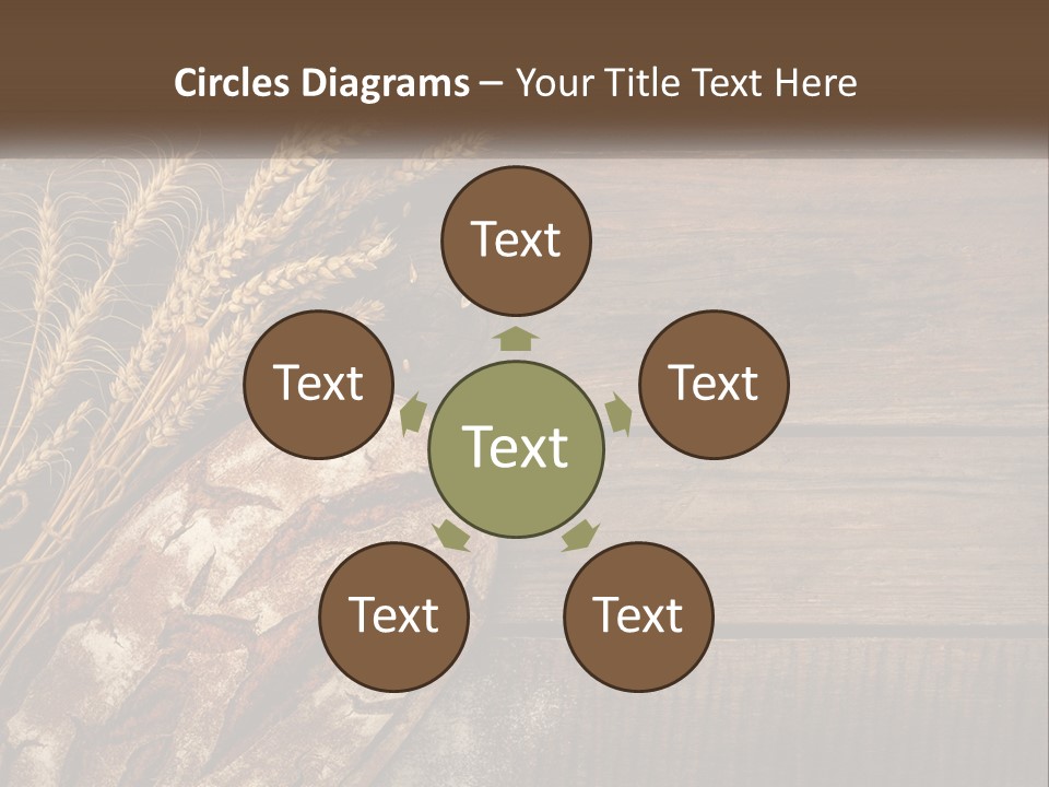 A Loaf Of Bread And Some Wheat On A Wooden Table PowerPoint Template