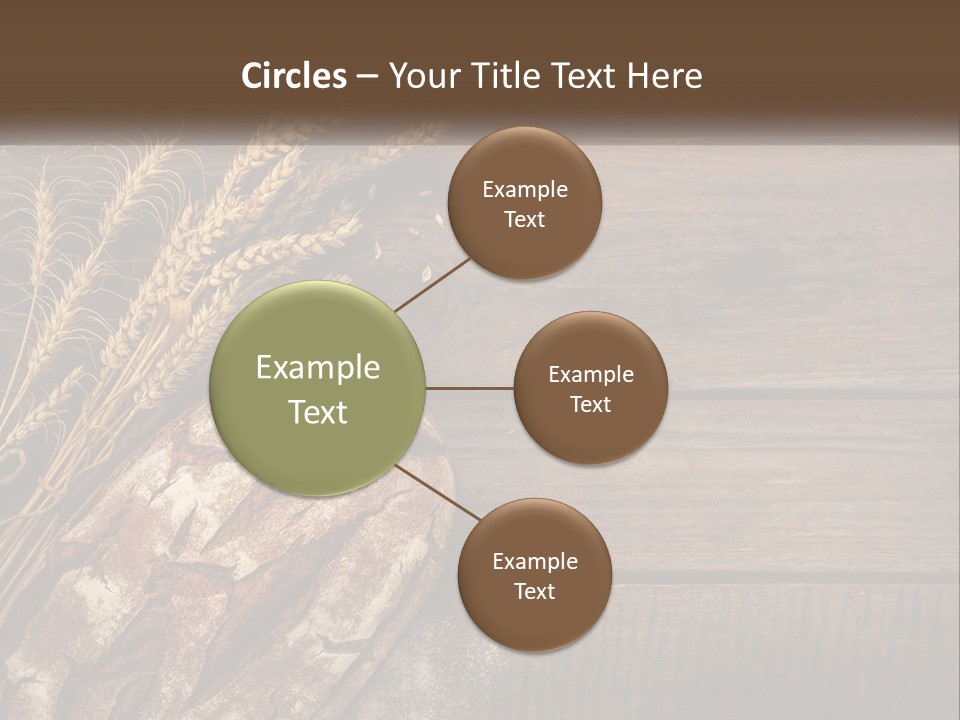 A Loaf Of Bread And Some Wheat On A Wooden Table PowerPoint Template