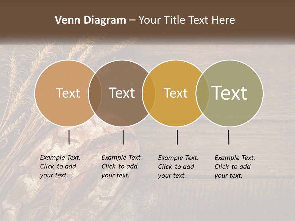 A Loaf Of Bread And Some Wheat On A Wooden Table PowerPoint Template