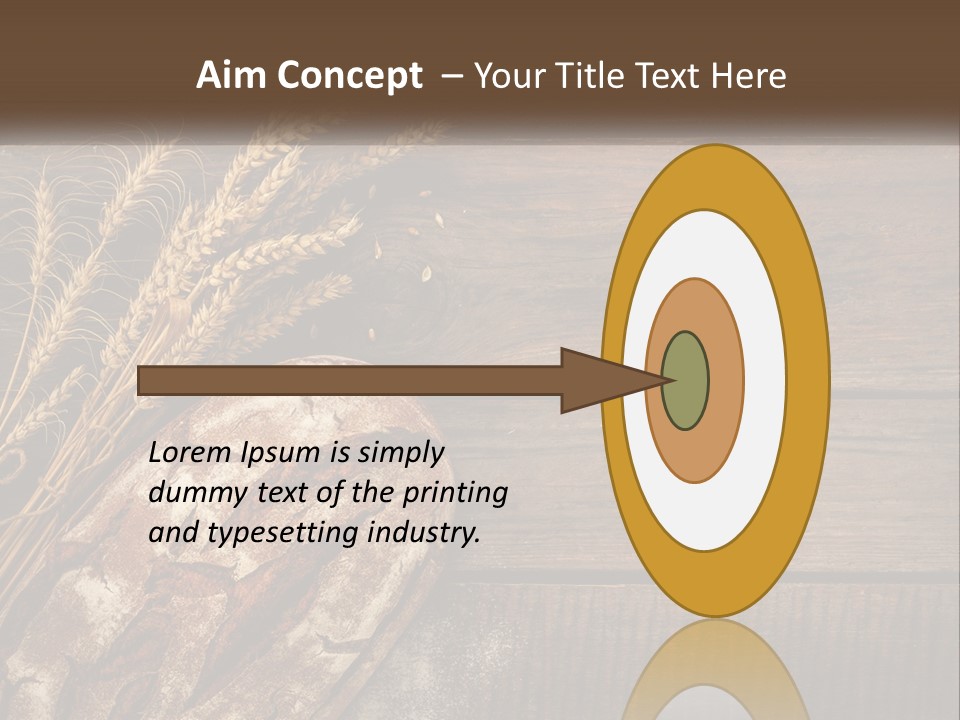 A Loaf Of Bread And Some Wheat On A Wooden Table PowerPoint Template
