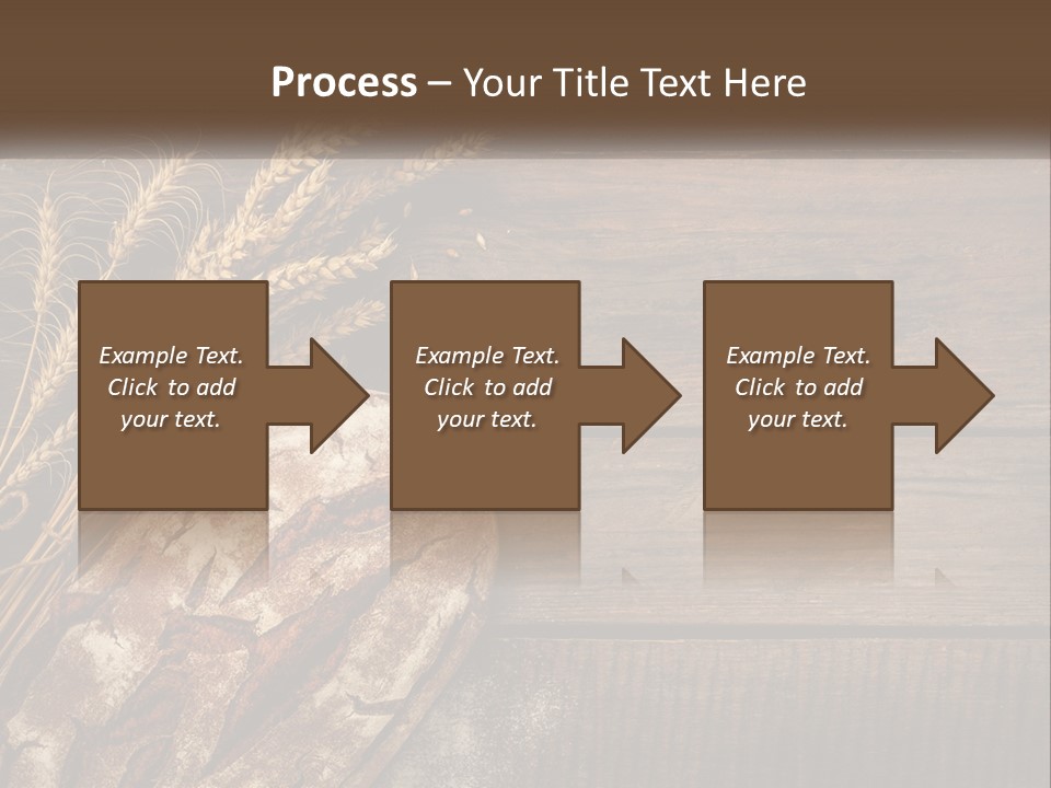 A Loaf Of Bread And Some Wheat On A Wooden Table PowerPoint Template