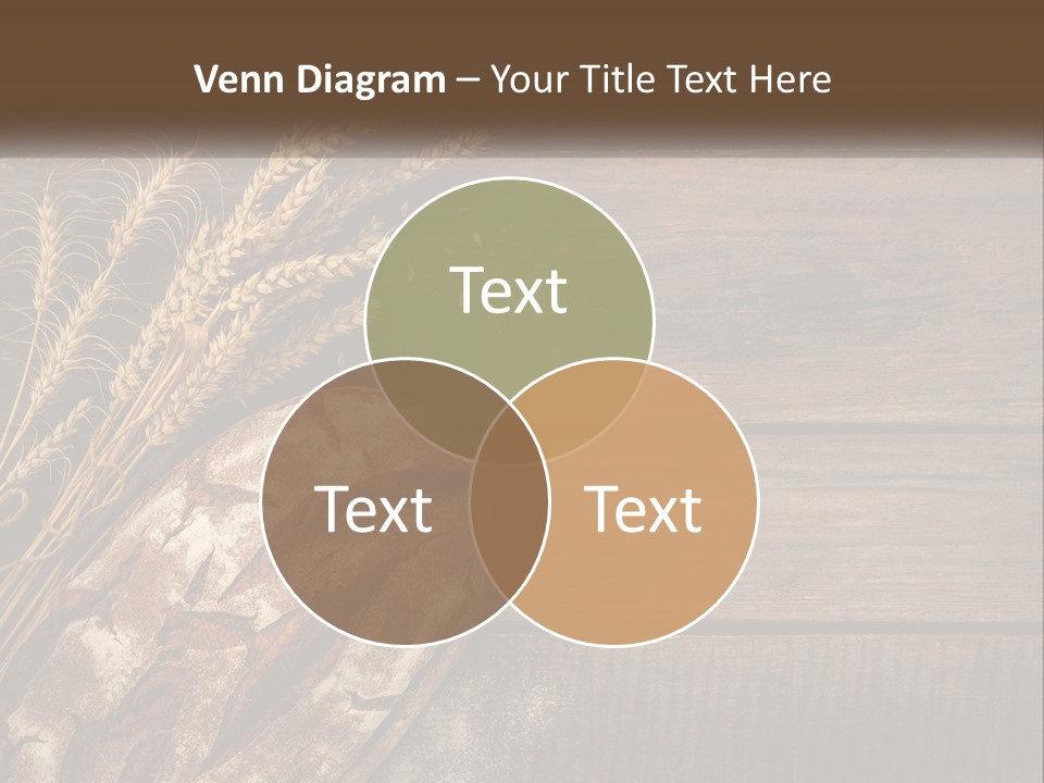 A Loaf Of Bread And Some Wheat On A Wooden Table PowerPoint Template