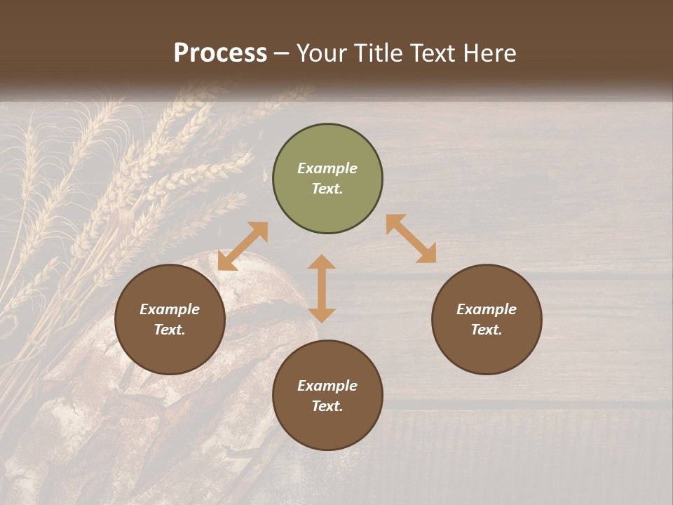 A Loaf Of Bread And Some Wheat On A Wooden Table PowerPoint Template