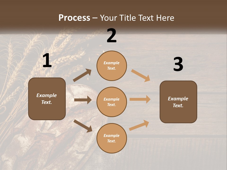A Loaf Of Bread And Some Wheat On A Wooden Table PowerPoint Template