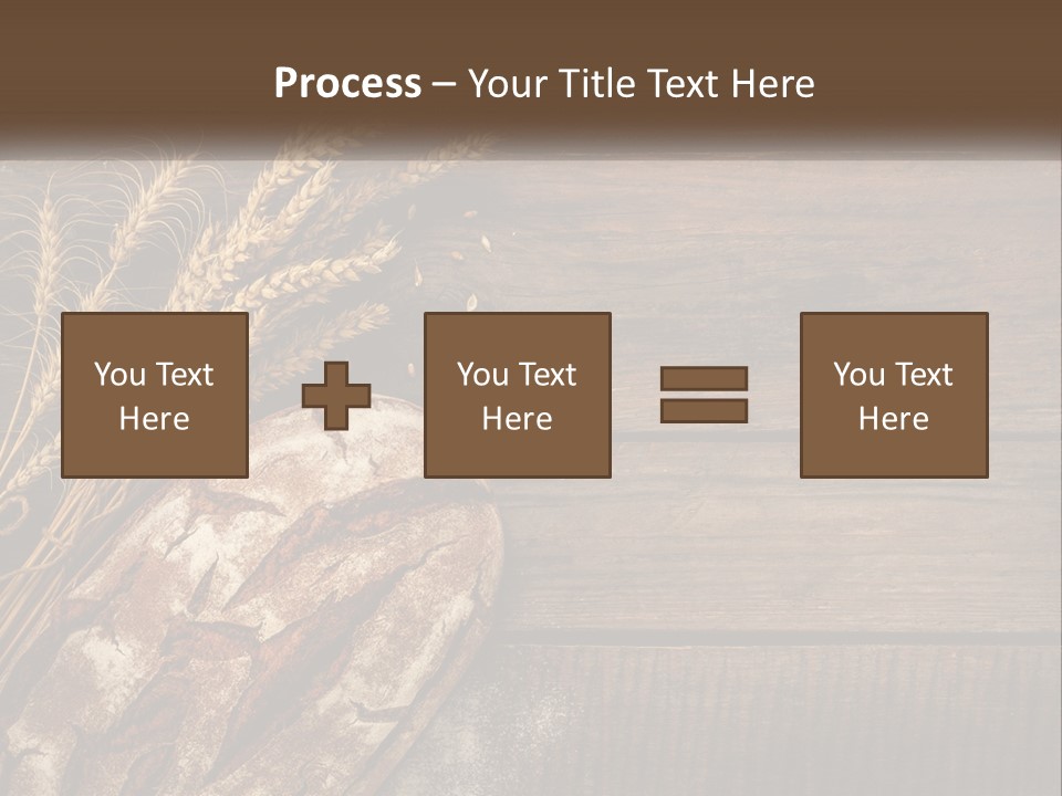A Loaf Of Bread And Some Wheat On A Wooden Table PowerPoint Template