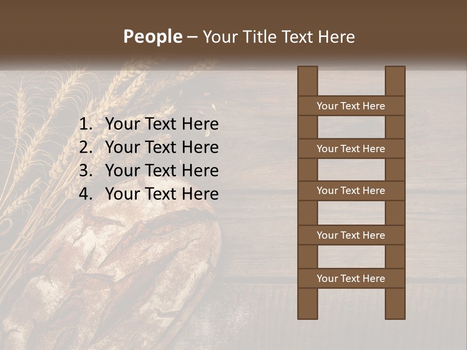 A Loaf Of Bread And Some Wheat On A Wooden Table PowerPoint Template