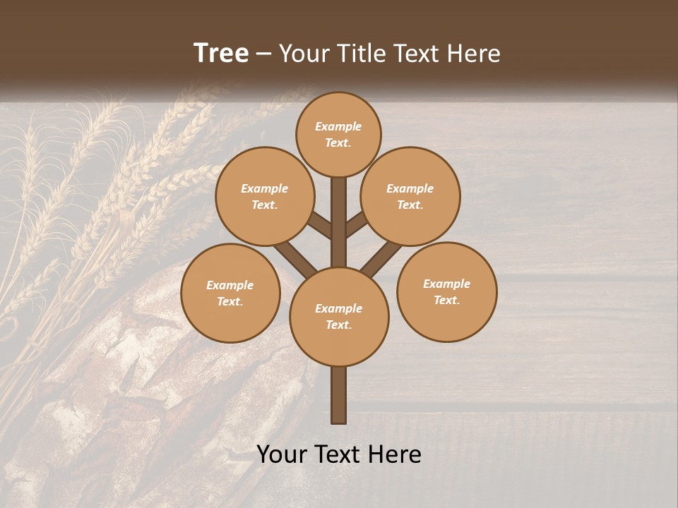 A Loaf Of Bread And Some Wheat On A Wooden Table PowerPoint Template