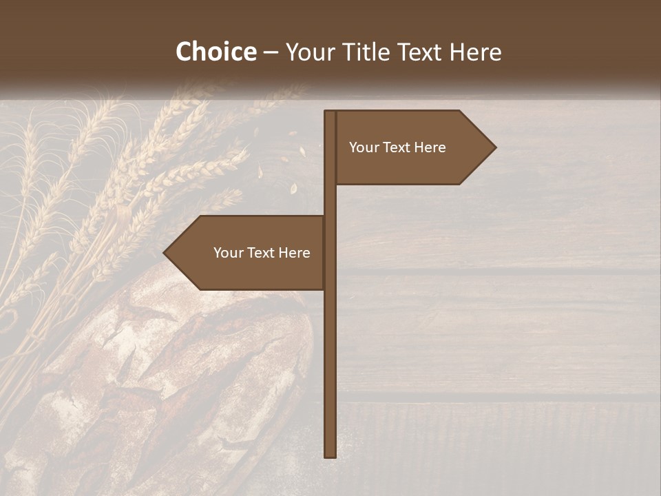 A Loaf Of Bread And Some Wheat On A Wooden Table PowerPoint Template