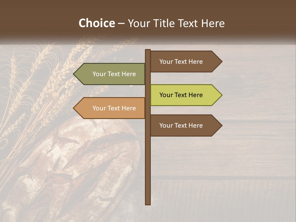 A Loaf Of Bread And Some Wheat On A Wooden Table PowerPoint Template