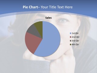 A Woman With Her Hand On Her Chin Looking At The Camera PowerPoint Template