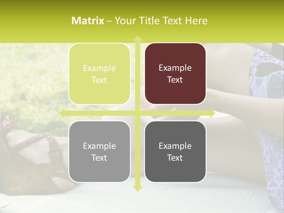 A Woman Is Sitting On The Grass With Her Foot On The Ground PowerPoint Template