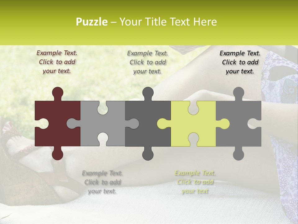 A Woman Is Sitting On The Grass With Her Foot On The Ground PowerPoint Template