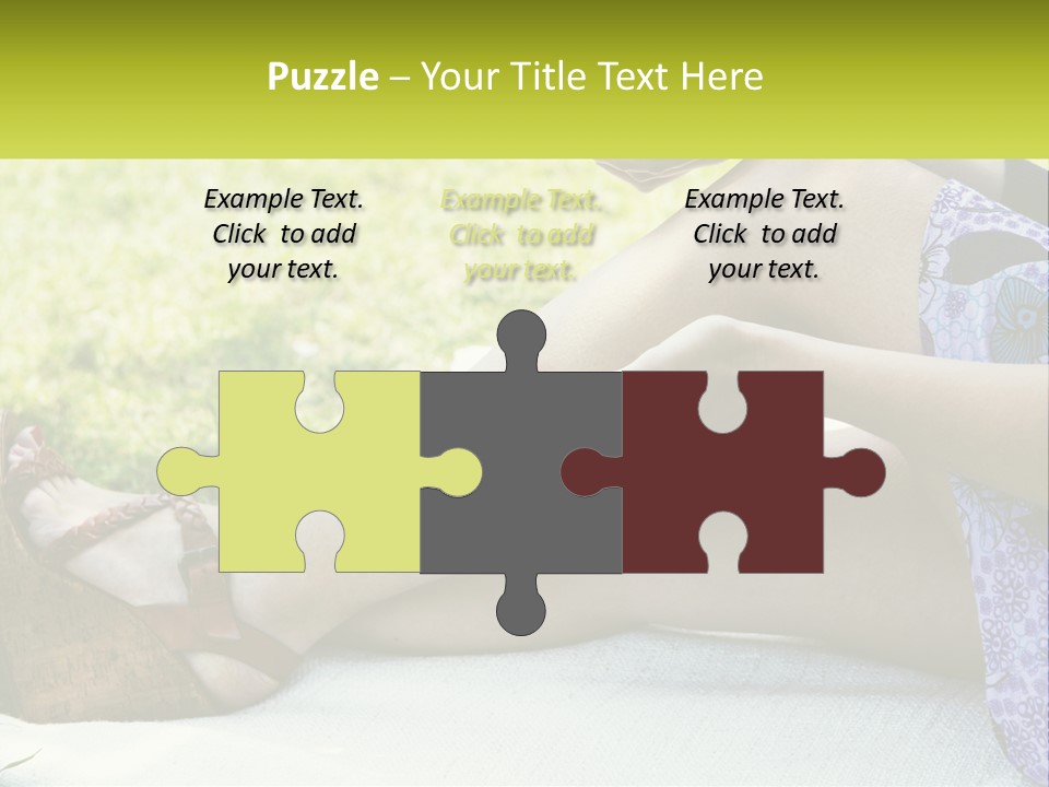 A Woman Is Sitting On The Grass With Her Foot On The Ground PowerPoint Template