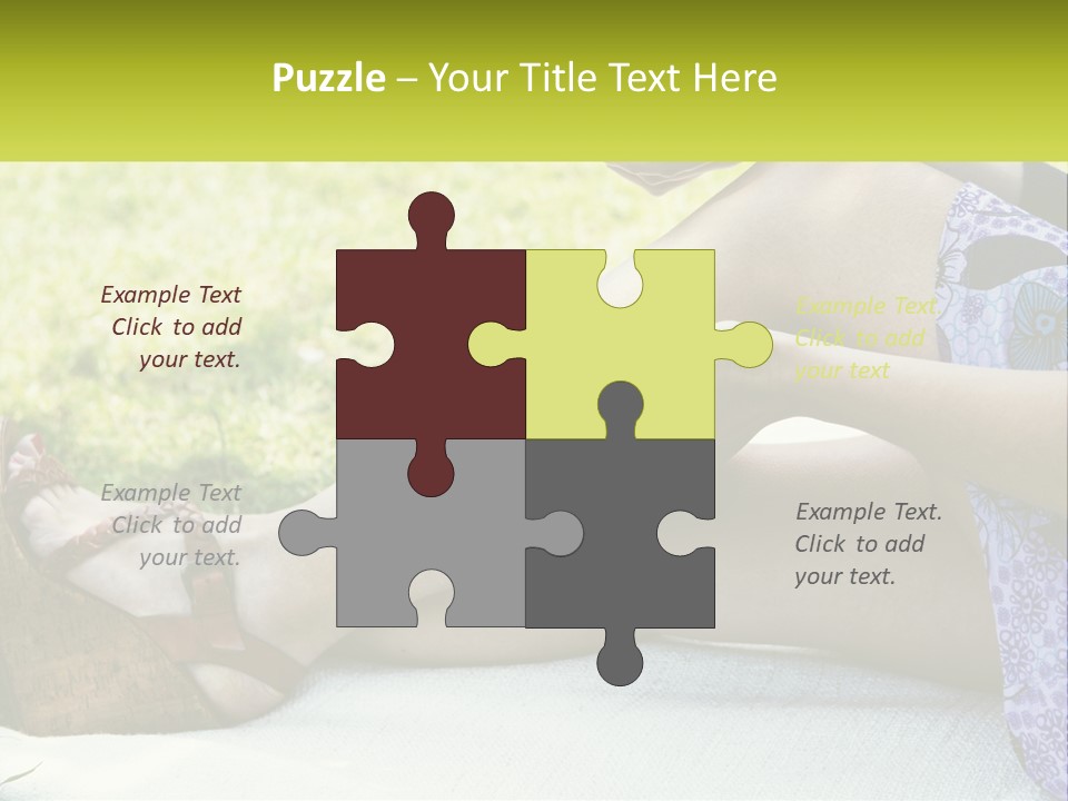 A Woman Is Sitting On The Grass With Her Foot On The Ground PowerPoint Template