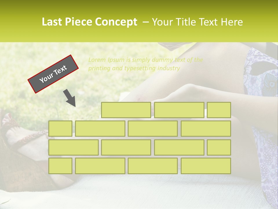 A Woman Is Sitting On The Grass With Her Foot On The Ground PowerPoint Template