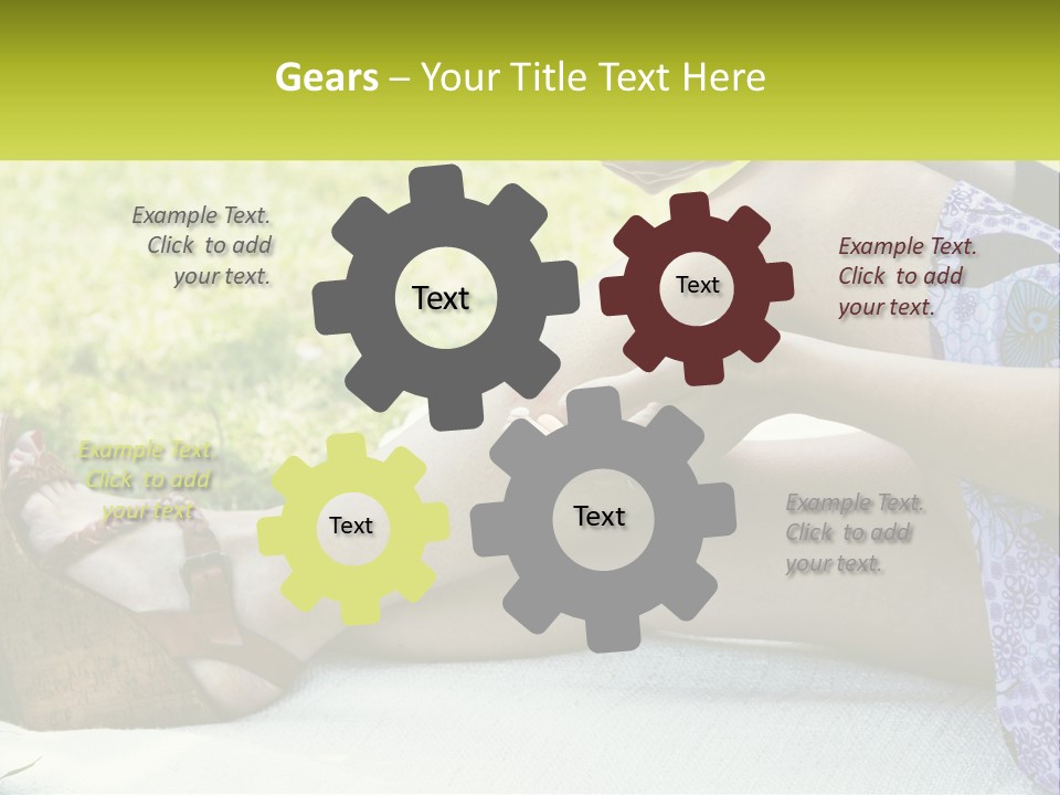 A Woman Is Sitting On The Grass With Her Foot On The Ground PowerPoint Template