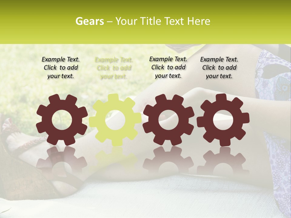 A Woman Is Sitting On The Grass With Her Foot On The Ground PowerPoint Template