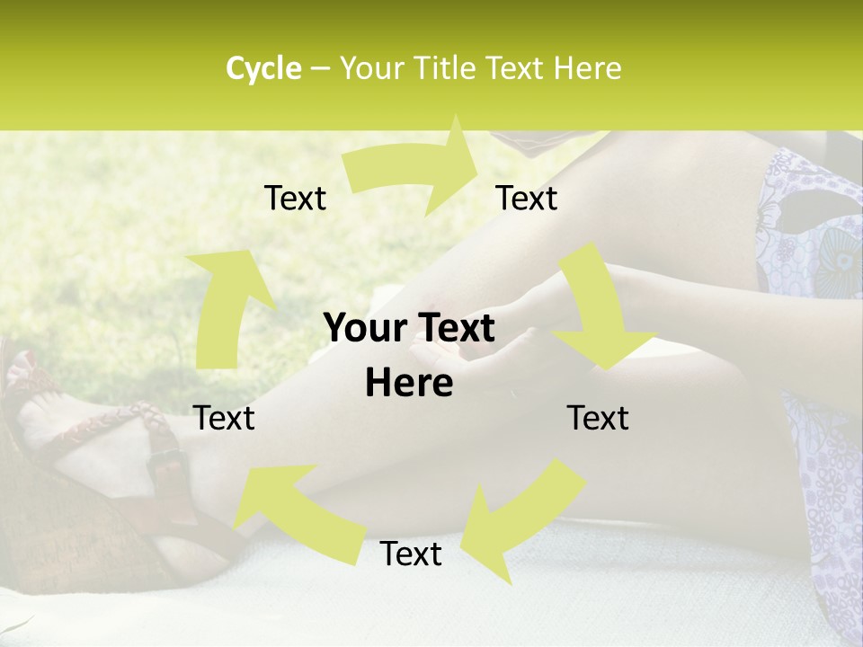 A Woman Is Sitting On The Grass With Her Foot On The Ground PowerPoint Template