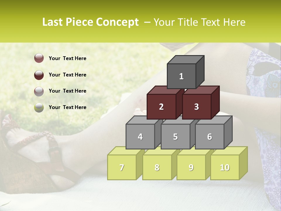 A Woman Is Sitting On The Grass With Her Foot On The Ground PowerPoint Template