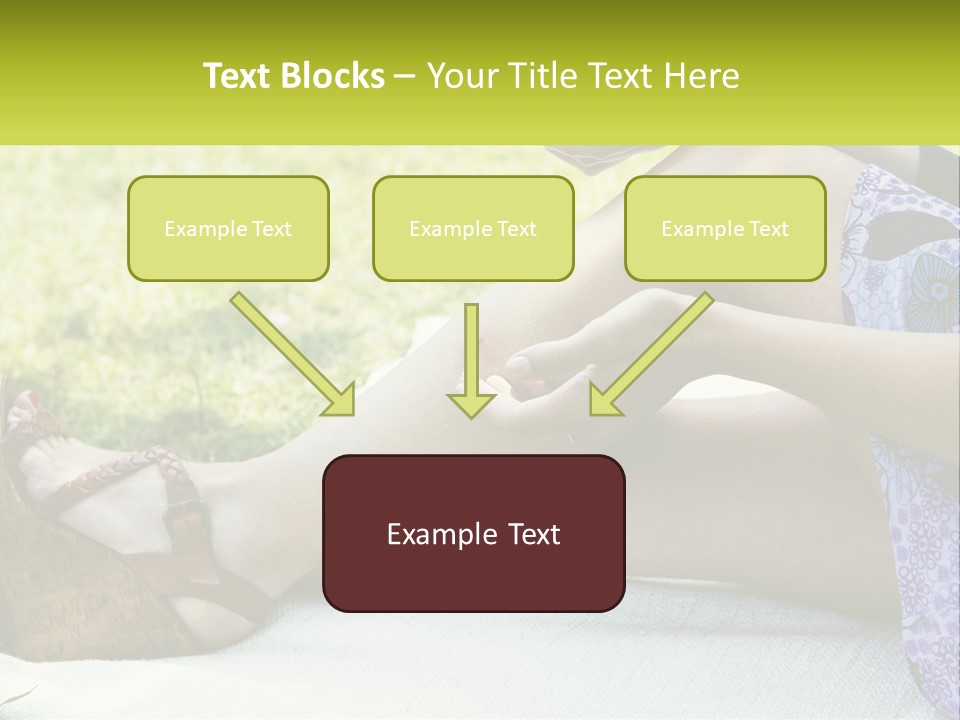 A Woman Is Sitting On The Grass With Her Foot On The Ground PowerPoint Template