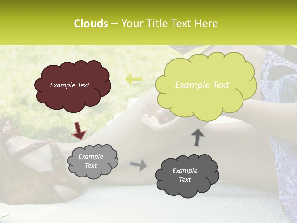 A Woman Is Sitting On The Grass With Her Foot On The Ground PowerPoint Template