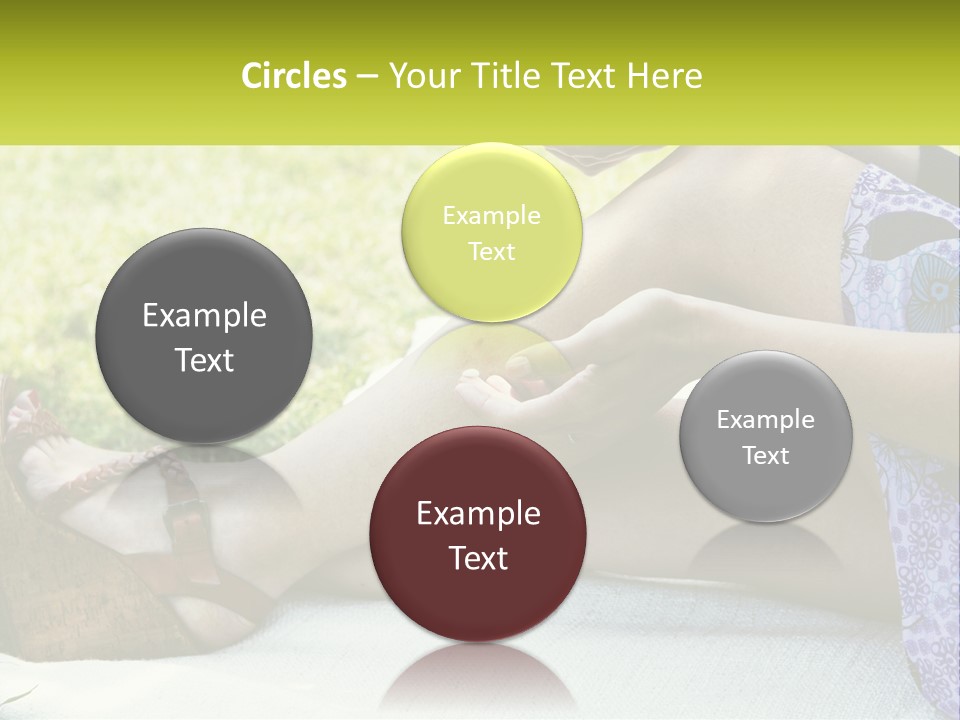 A Woman Is Sitting On The Grass With Her Foot On The Ground PowerPoint Template